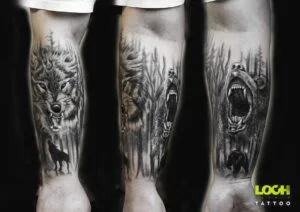 Loch Studio Tattoo - Niedźwiedź i wilk
