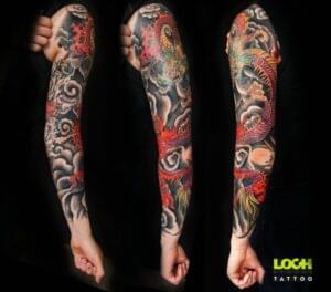 Loch Studio Tattoo - Japoński kolorowy rękaw