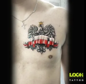 Loch Studio Tattoo - Orzeł z flagą Polski