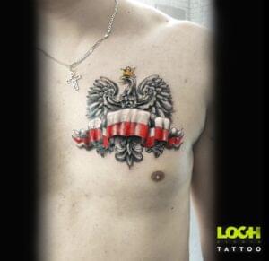 Loch Studio Tattoo - Orzeł z flagą Polski