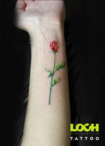 Loch Studio Tattoo - mały tatuaż kolorowa róża