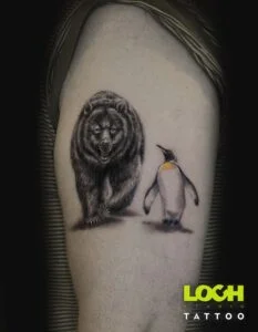 Loch Studio Tattoo - Niedźwiedź i pingwin