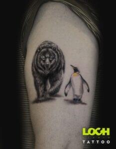 Loch Studio Tattoo - Niedźwiedź i pingwin