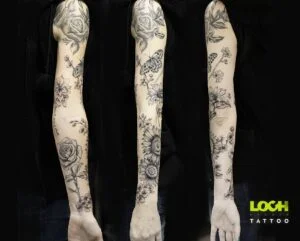 Loch Studio Tattoo - Kwiatowy rękaw