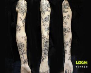 Loch Studio Tattoo - Kwiatowy rękaw